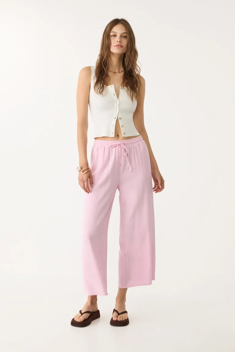 Culotte con lino de Stradivarius en Pantalones para argentina