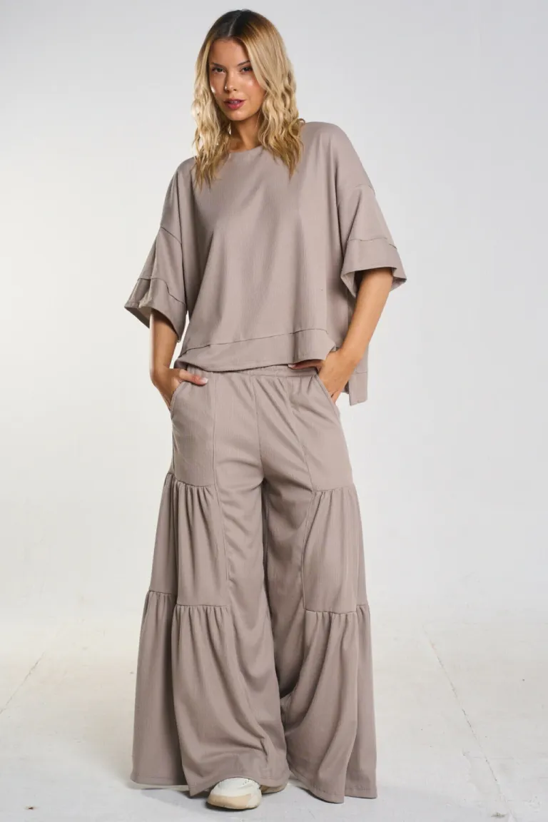 Pantalón ancho de corte amplio y cintura elástica para mujer de Belle en Pantalones para argentina