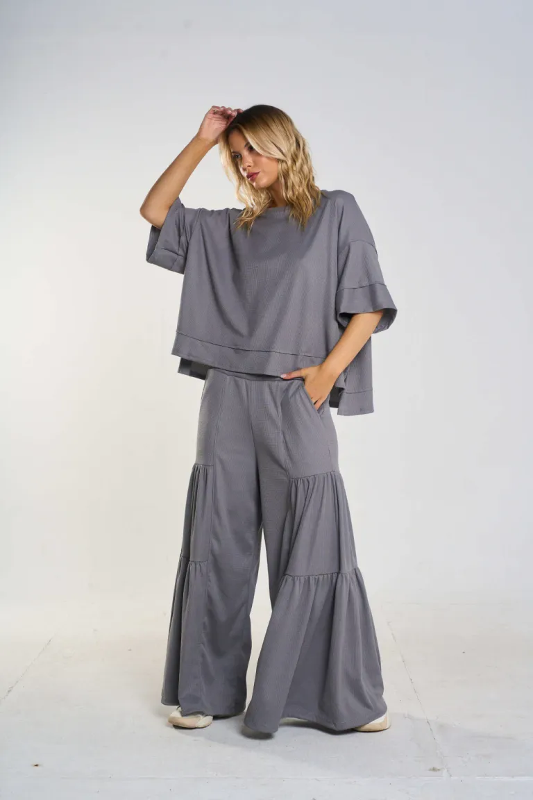 Pantalón ancho de corte amplio y cintura elástica para mujer de Belle en Pantalones para argentina