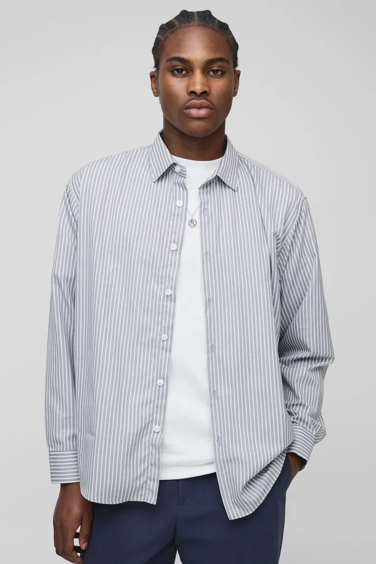 Camisa oversize rayas manga larga de Boohooman en Camisas para argentina