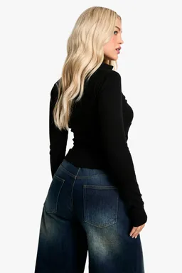 Top rib manga larga cierre de Boohoo en Buzos y Sweaters para argentina