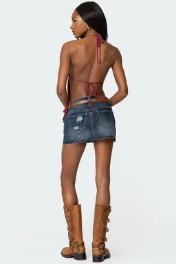 Mini falda denim destruida hunter de Edikted en Shorts para argentina