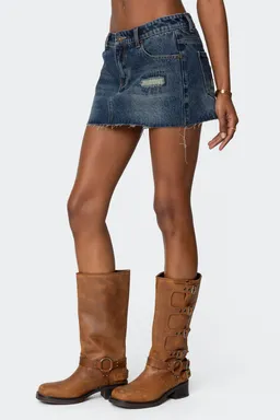 Mini falda denim destruida hunter de Edikted en Shorts para argentina