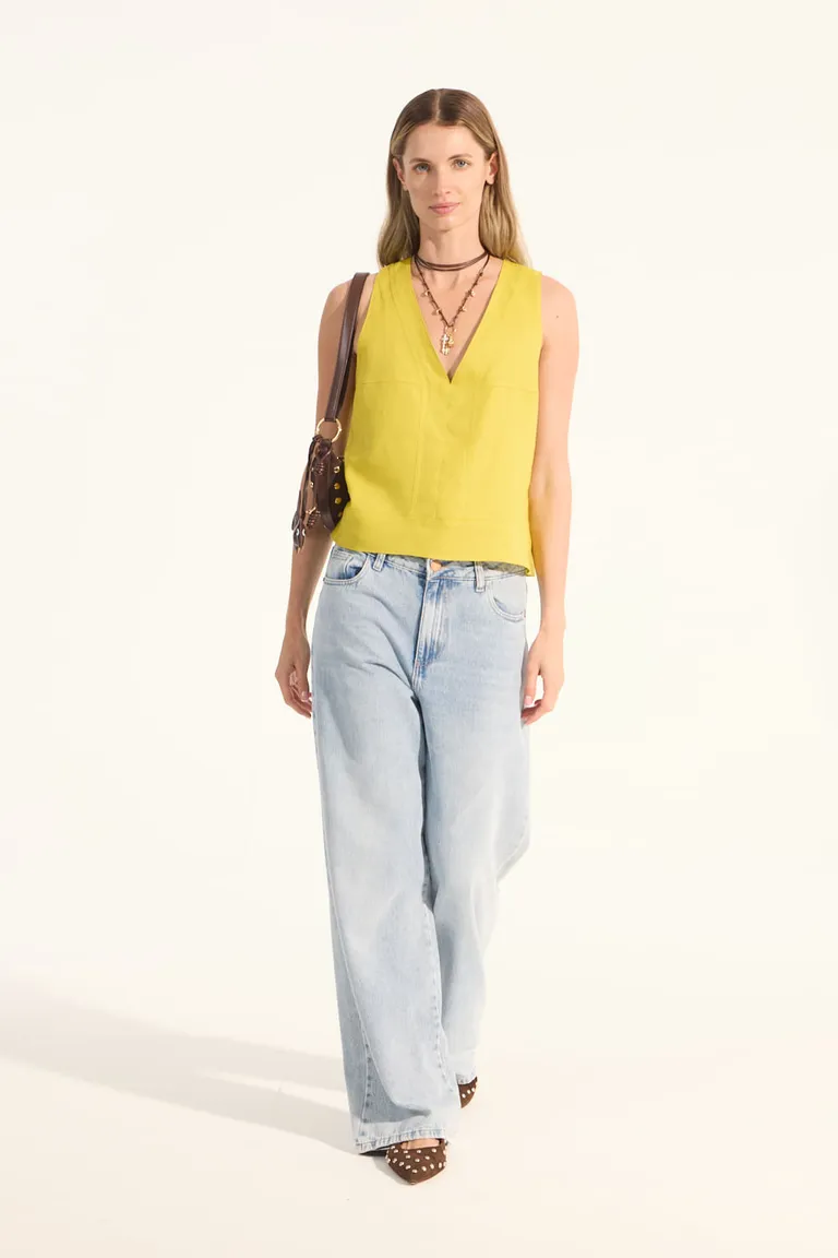 Top de lino sin mangas en un tono amarillo moderno y flattering de Portsaid en Tops para argentina