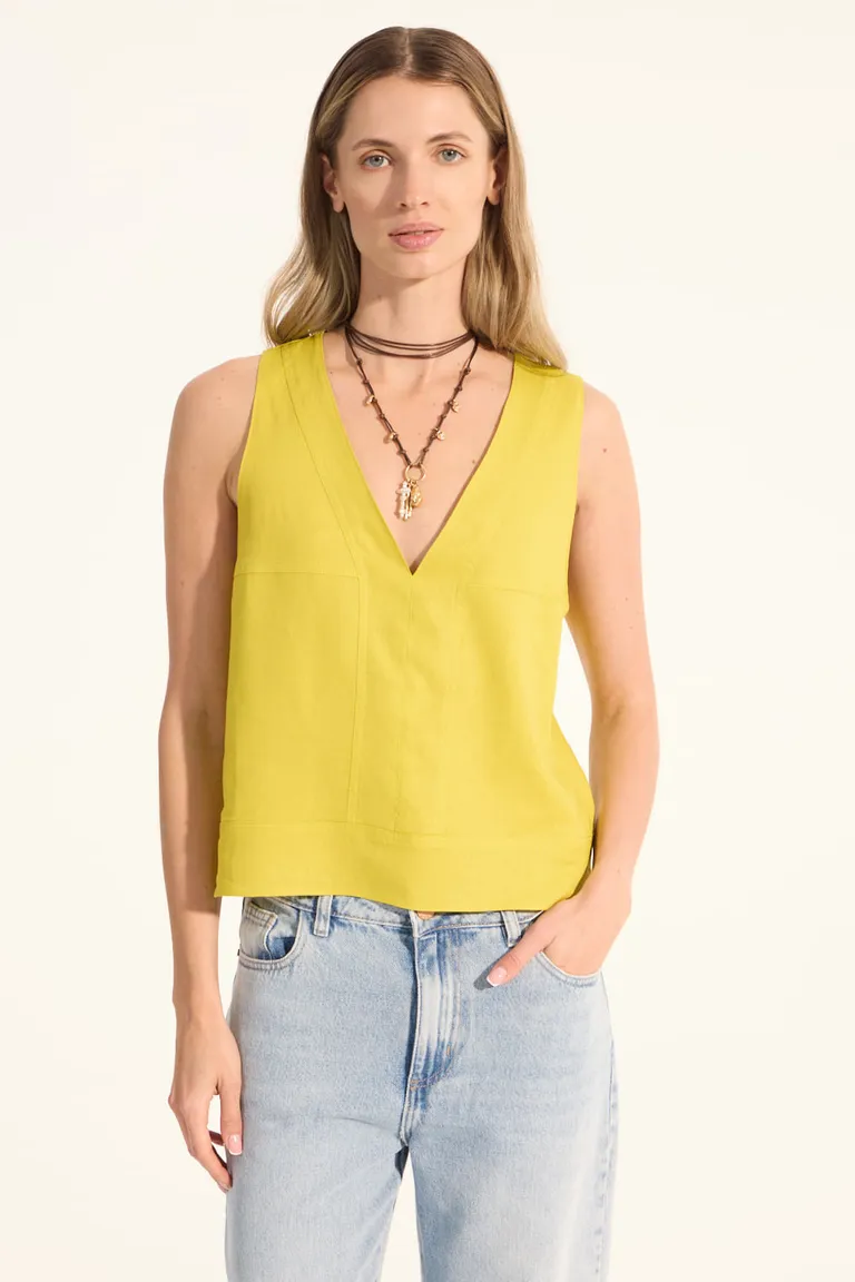 Top de lino sin mangas en un tono amarillo moderno y flattering de Portsaid en Tops para argentina