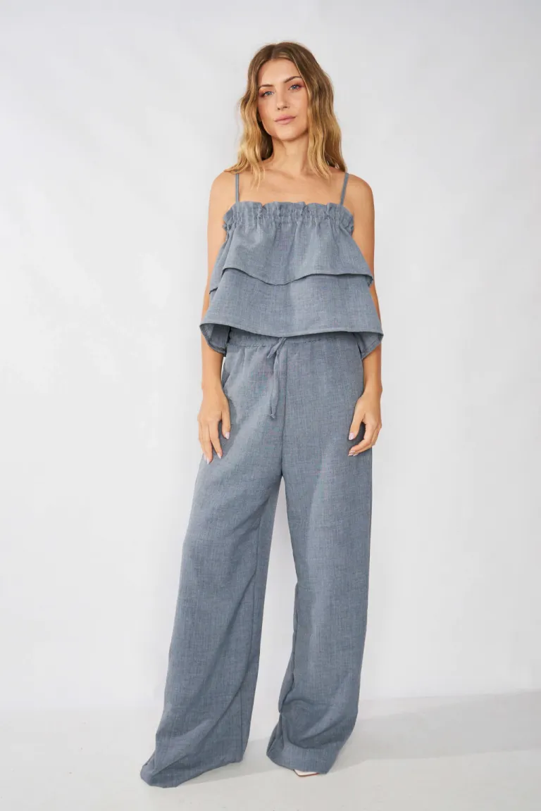 Pantalón de lino vintage con cintura elástica para mujer de Belle en Pantalones para argentina