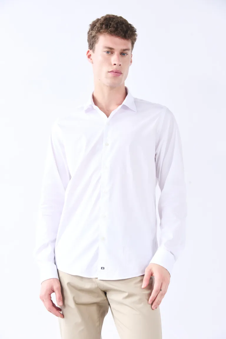 Camisa regular de manga larga con cuello italiano y acabados artesanales de Bensimon en Camisas para argentina