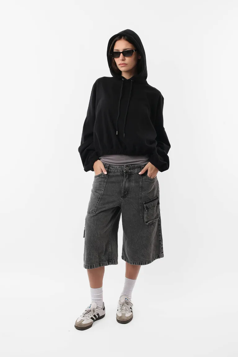 Buzo de micropolar negro con capucha y ajustes en puños y cintura de Top White en Buzos y Sweaters para argentina