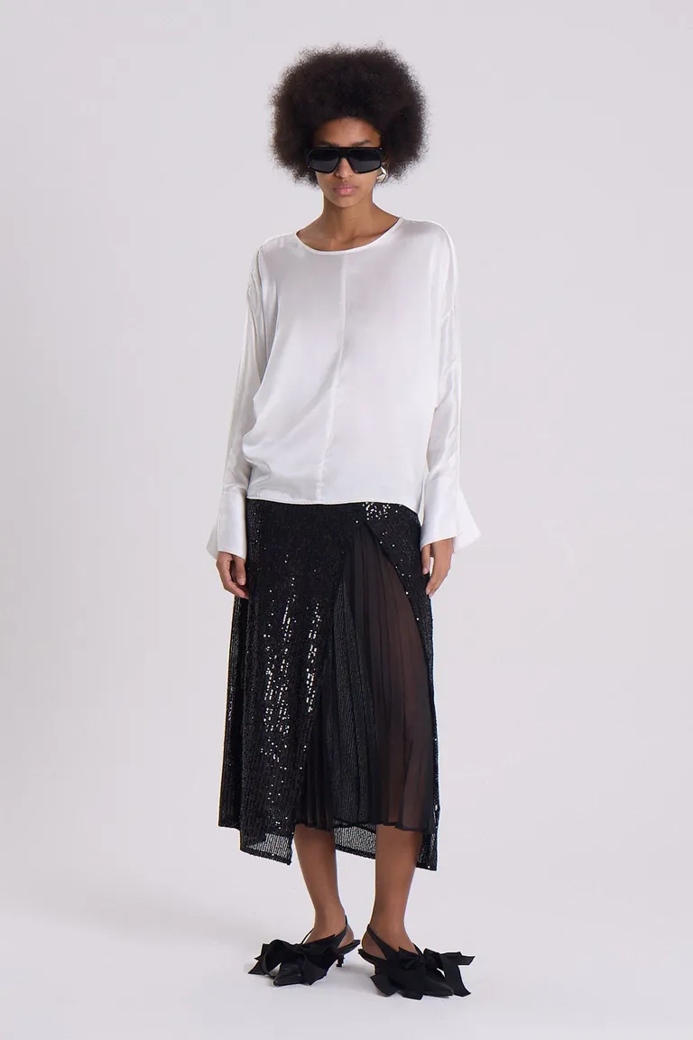 Blusa de seda natural con escote bote y fit relajado de Maria Cher en Blusas para argentina