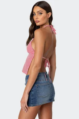 Top gingham espalda descubierta charmaine de Edikted en Tops para argentina