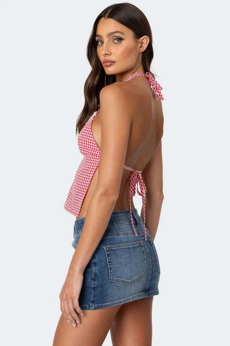 Top gingham espalda descubierta charmaine de Edikted en Tops para argentina