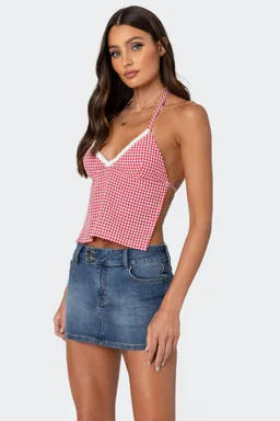 Top gingham espalda descubierta charmaine de Edikted en Tops para argentina