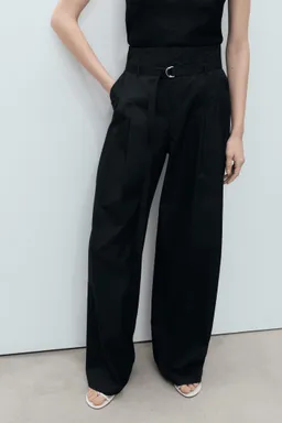 Pantalón algodón wideleg cinturón de Mango en Pantalones para argentina