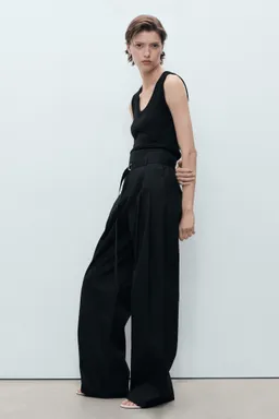 Pantalón algodón wideleg cinturón de Mango en Pantalones para argentina