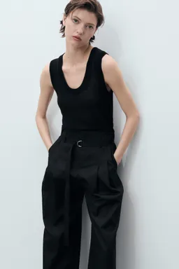 Pantalón algodón wideleg cinturón de Mango en Pantalones para argentina