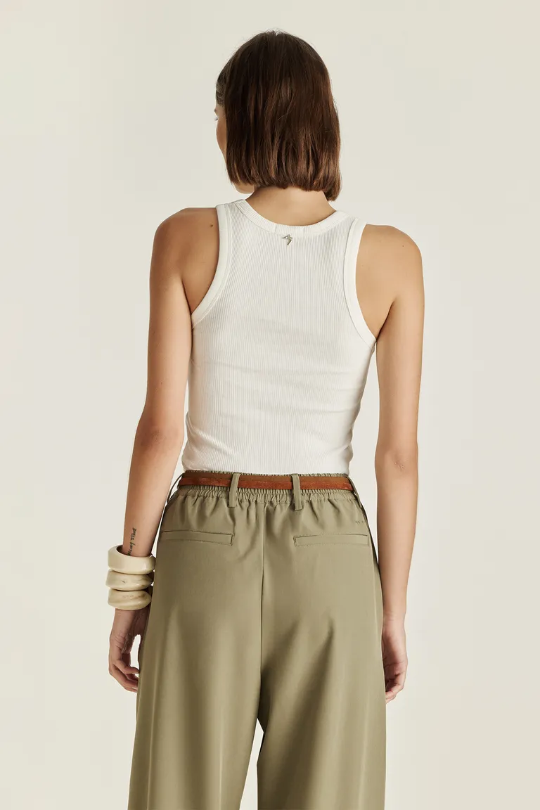 Musculosa blanca con detalles brillantes para mujer - Moda Casual y Elegante de Tucci en Remeras para argentina