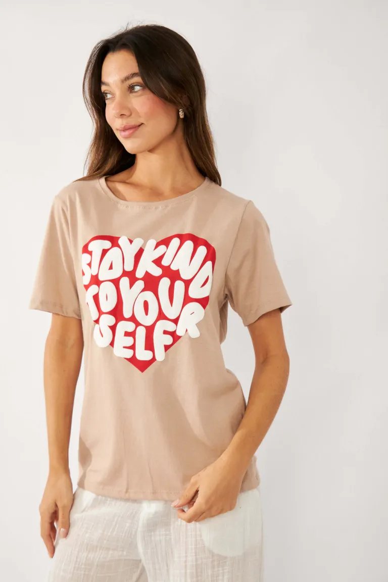 Remera de algodón con estampado en forma de corazón para mujer de Belle en Remeras para argentina