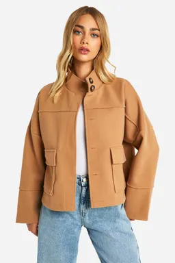 Chaqueta cuello chimenea efecto lana de Boohoo en Chaquetas para argentina