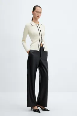 Pantalón tiro alto imitación cuero de Mango en Pantalones para argentina