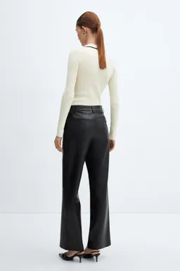 Pantalón tiro alto imitación cuero de Mango en Pantalones para argentina