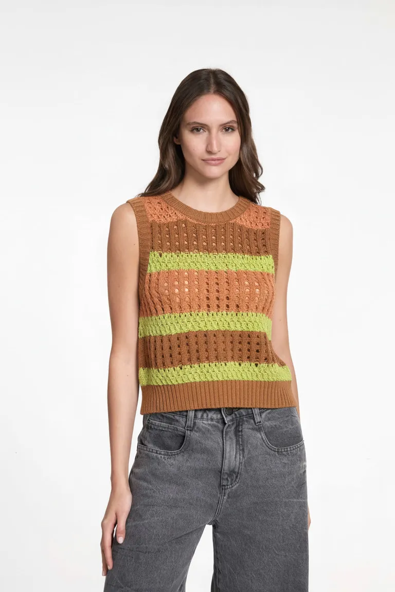 Musculosa tejida en hilo de algodón con diseño de rayas de Justaosadia en Buzos y Sweaters para argentina