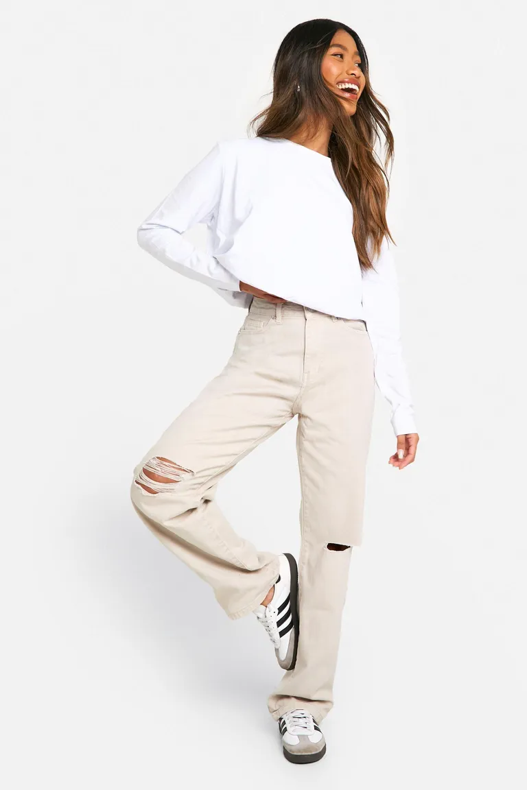 Jean boyfriend rodillas rotos de Boohoo en Pantalones para argentina