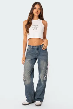 Jean tiro bajo cordones de Edikted en Pantalones para argentina