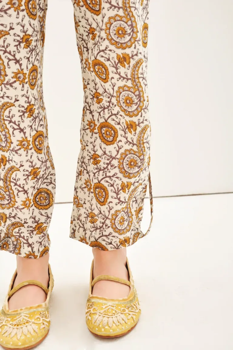 Pantalón holgado de voile estampado con detalles de smocking y bolsillos laterales de Rapsodia en Pantalones para argentina