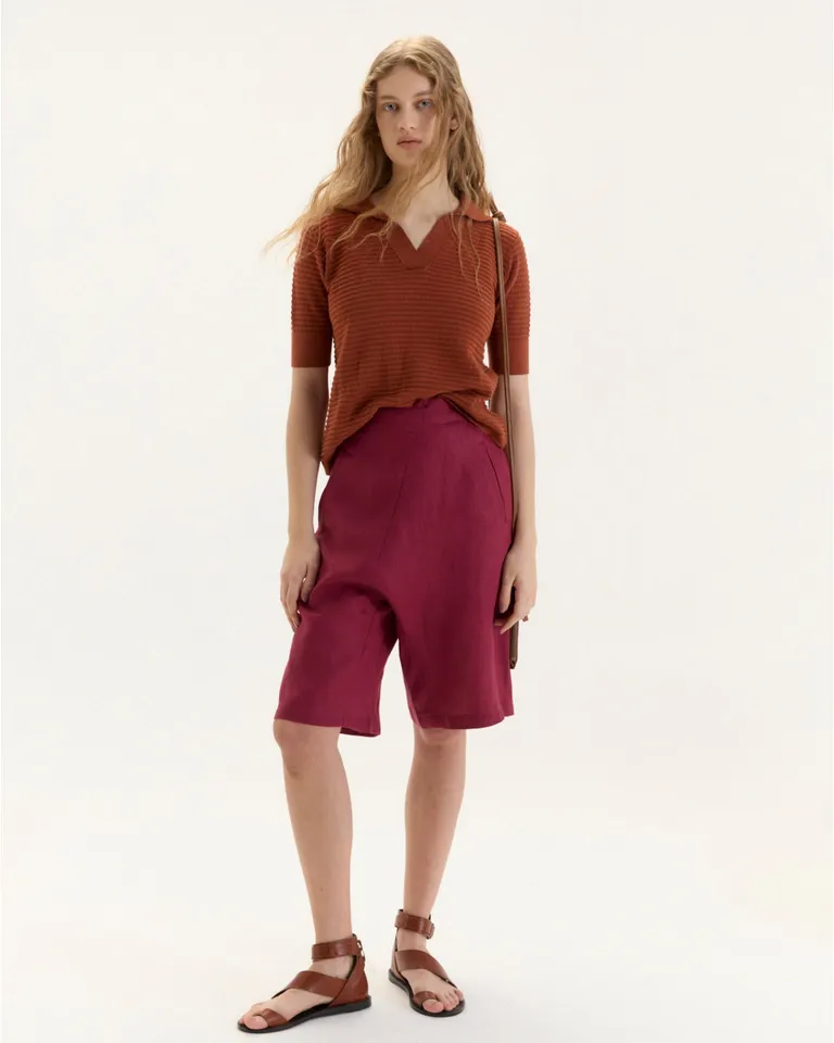 Remera de punto jersey con detalles en bastones horizontales de Blue Sheep en Remeras para argentina