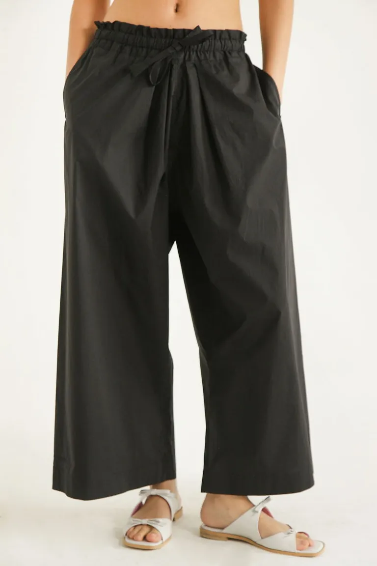 Pantalón wide leg de algodón con cintura elástica y ajuste cómodo de Las Pepas en Pantalones para argentina