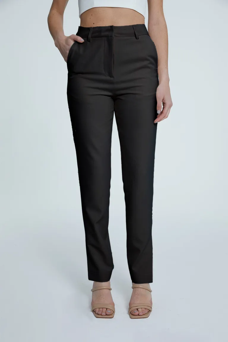Pantalón negro de corte recto y cintura alta, prenda de vestir formal y elegante de Naíma en Pantalones para argentina