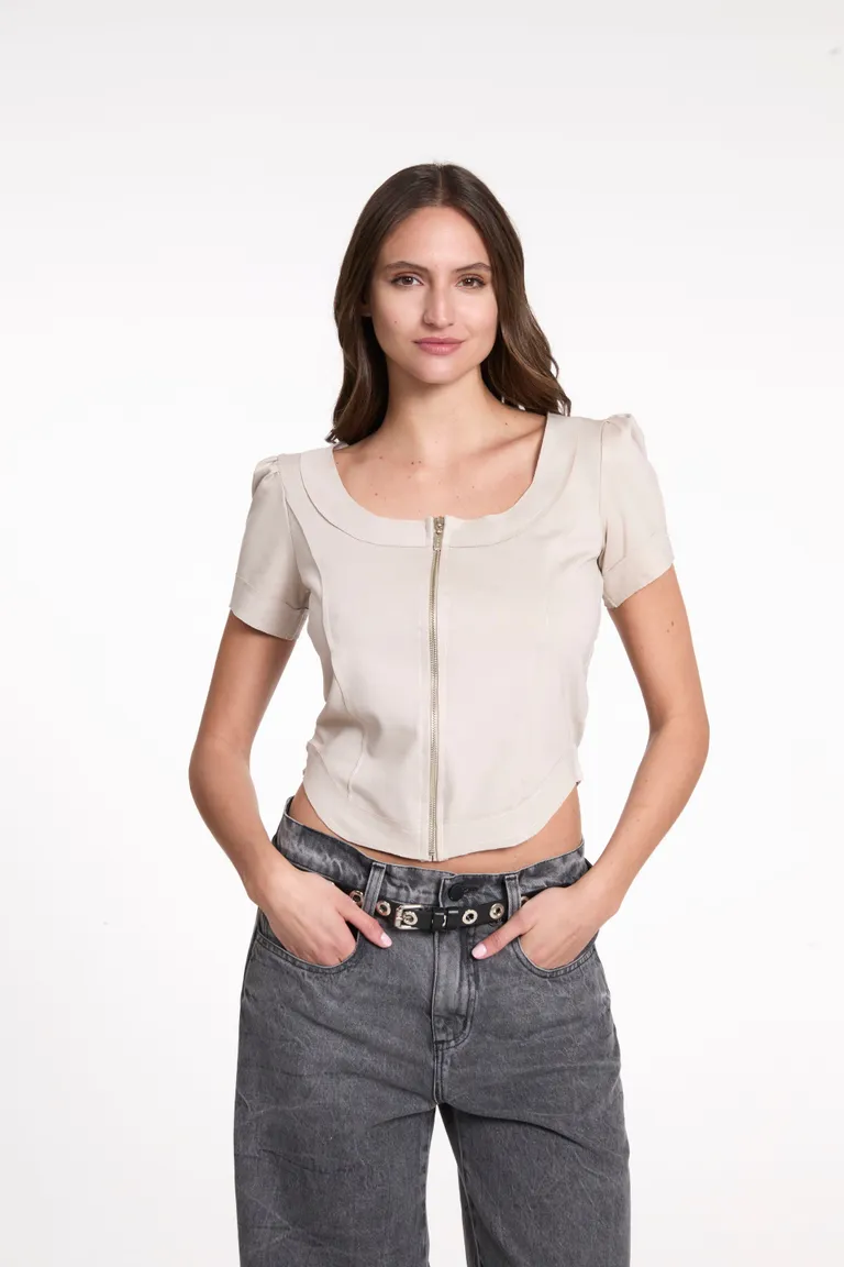 Top de jersey con mangas princesa y cierre delantero de Justaosadia en Tops para argentina