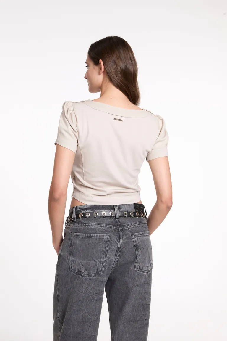 Top de jersey con mangas princesa y cierre delantero de Justaosadia en Tops para argentina