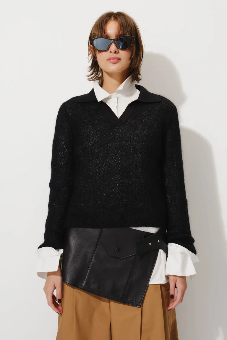 Sweater tejido con escote en V y cuello polo de estilo clásico de Mishka en Buzos y Sweaters para argentina