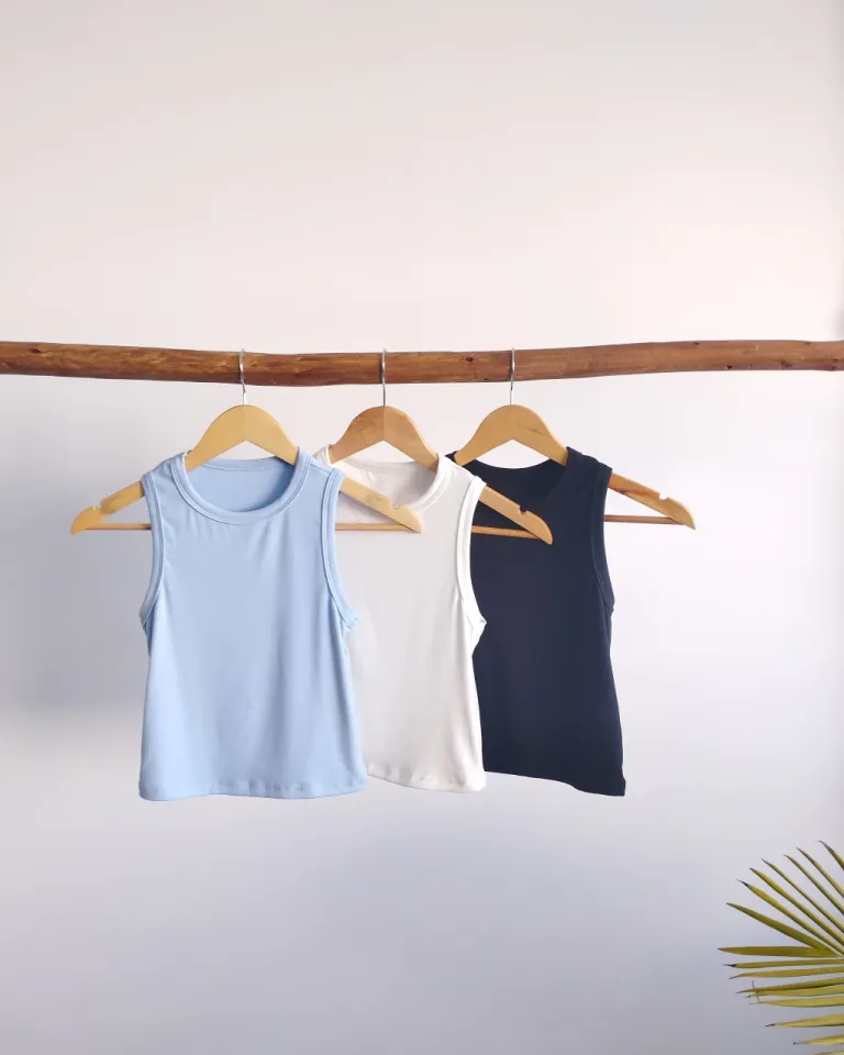 Top básico sin mangas de corte ajustado con escote redondo y diseño minimalista de Lemmon en Tops para argentina