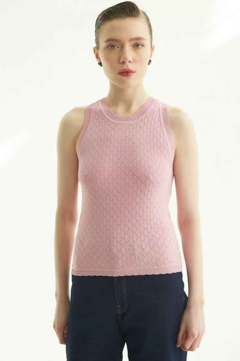 Remera de punto fantasía en color rosa para mujer de Las Pepas en Remeras para argentina