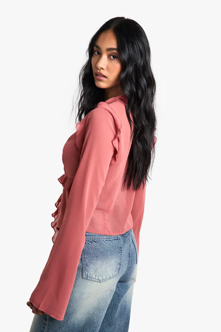 Blusa de gasa con volantes de Boohoo en Blusas para argentina