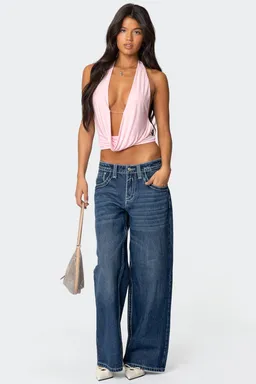 Jeans boyfriend tiro bajo costuras de Edikted en Pantalones para argentina