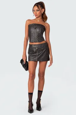 Corset cuero sintético ziva de Edikted en Tops para argentina
