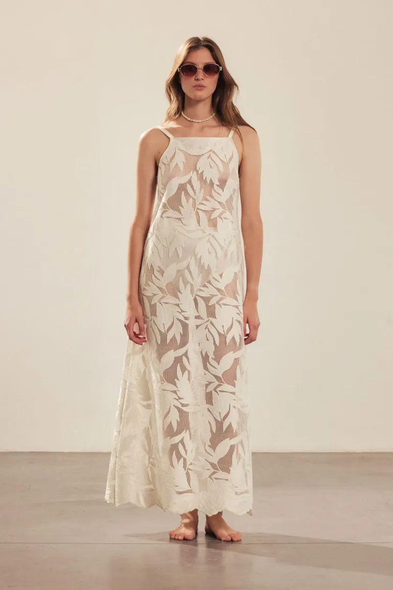 Vestido de Encaje Floral en Tonos Neutros para Ocasiones Especiales de Portsaid en Vestidos para argentina