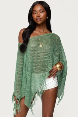 Poncho tejido con flecos lentejuelas de Edikted en Capas y Ponchos para argentina
