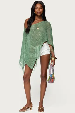Poncho tejido con flecos lentejuelas de Edikted en Capas y Ponchos para argentina