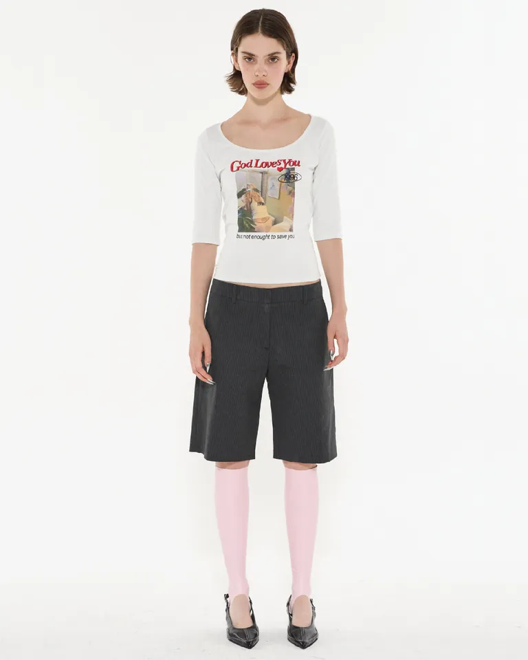 Bermuda sastrera de tiro bajo en sarga pinstripes de Ay Not Dead en Pantalones para argentina