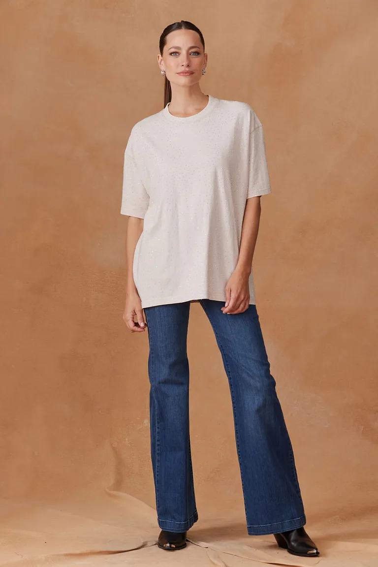 Remera oversize de algodón con destellos de strass de Indiastyle en Remeras para argentina