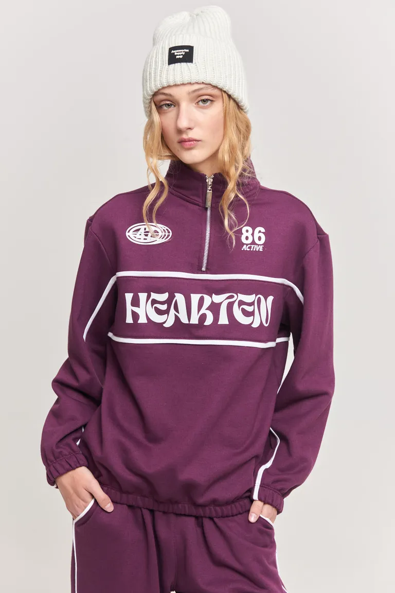 Buzo de frisa de manga larga en tono violeta con detalles a contraste de 47 Street en Buzos y Sweaters para argentina