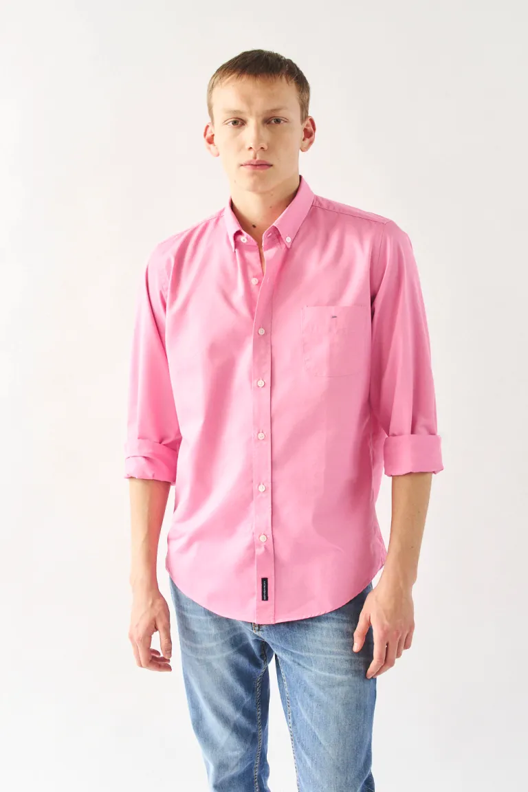 Camisa rosa de manga larga con cuello americano para hombre de Bensimon en Camisas para argentina