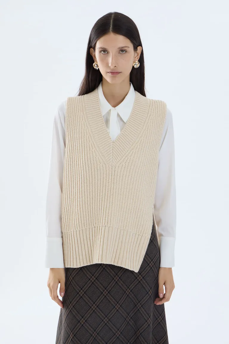 Chaleco de tejido con escote en V y aberturas laterales de estilo relaxed de Portsaid en Chalecos para argentina