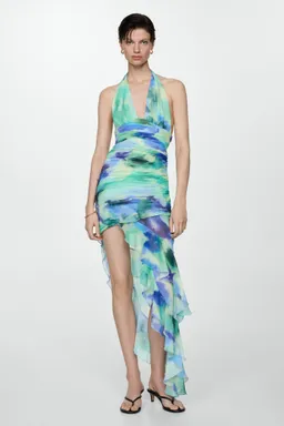 Vestido drapeado con volantes de Mango en Vestidos para argentina