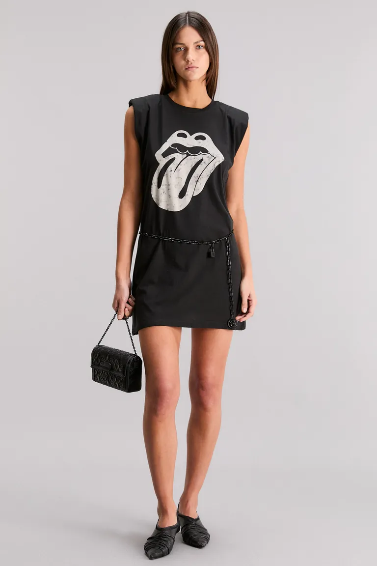Vestido concert con estampa exclusiva de los Rolling Stones en negro de Kosiuko en Vestidos para argentina