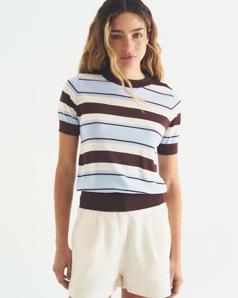 Remera de rayas multicolor, prenda premium e importada para un estilo único de Sky en Remeras para argentina